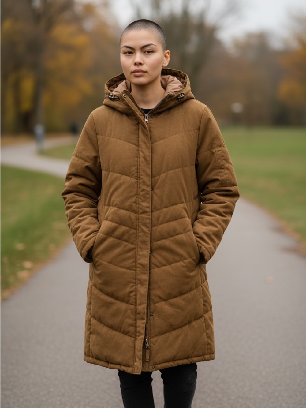 L.L. Bean Women's microsuede Quilted Puffer Parka Coat - Size Medium Regular